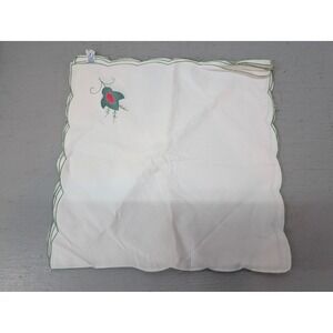 Imperial Elegance Floral Embroidered Napkins Scalloped Edge White Cotton Lot 8